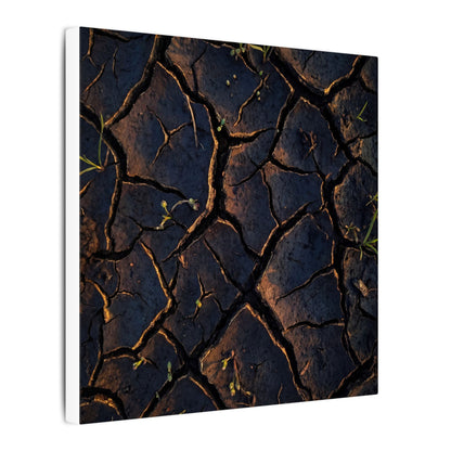 Cracked Earth Moody Minimal Canvas Art | Luxurious Dark Japandi Art