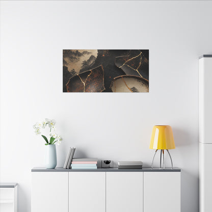 Broken Pottery Gold Vein Canvas Art | Philosophical Kintsugi Art