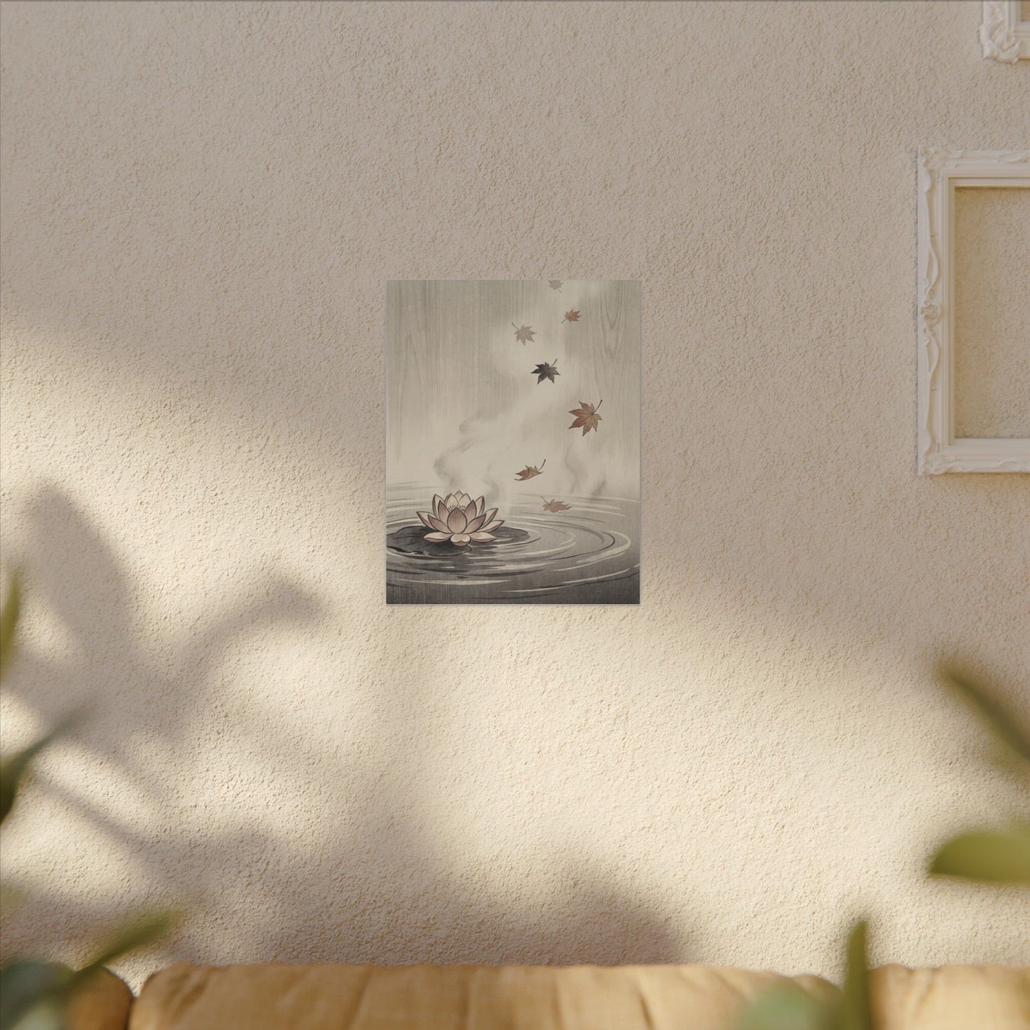 Lotus Flower Canvas Art | Autumn Zen Ukiyo E Inspired Art