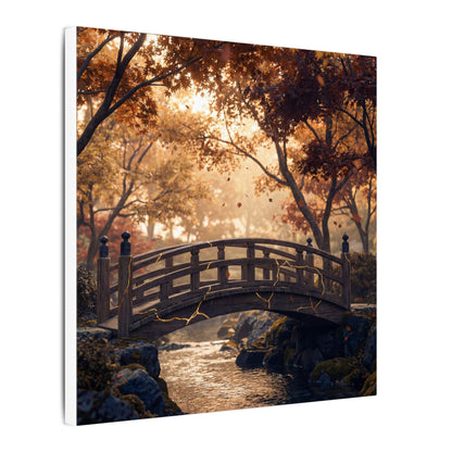 Autumn Wooden Bridge Gold Vein Canvas Art | Resilient Decor