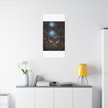 Koi Pond Canvas Art | Autumn Kintsugi Gold Repair Art