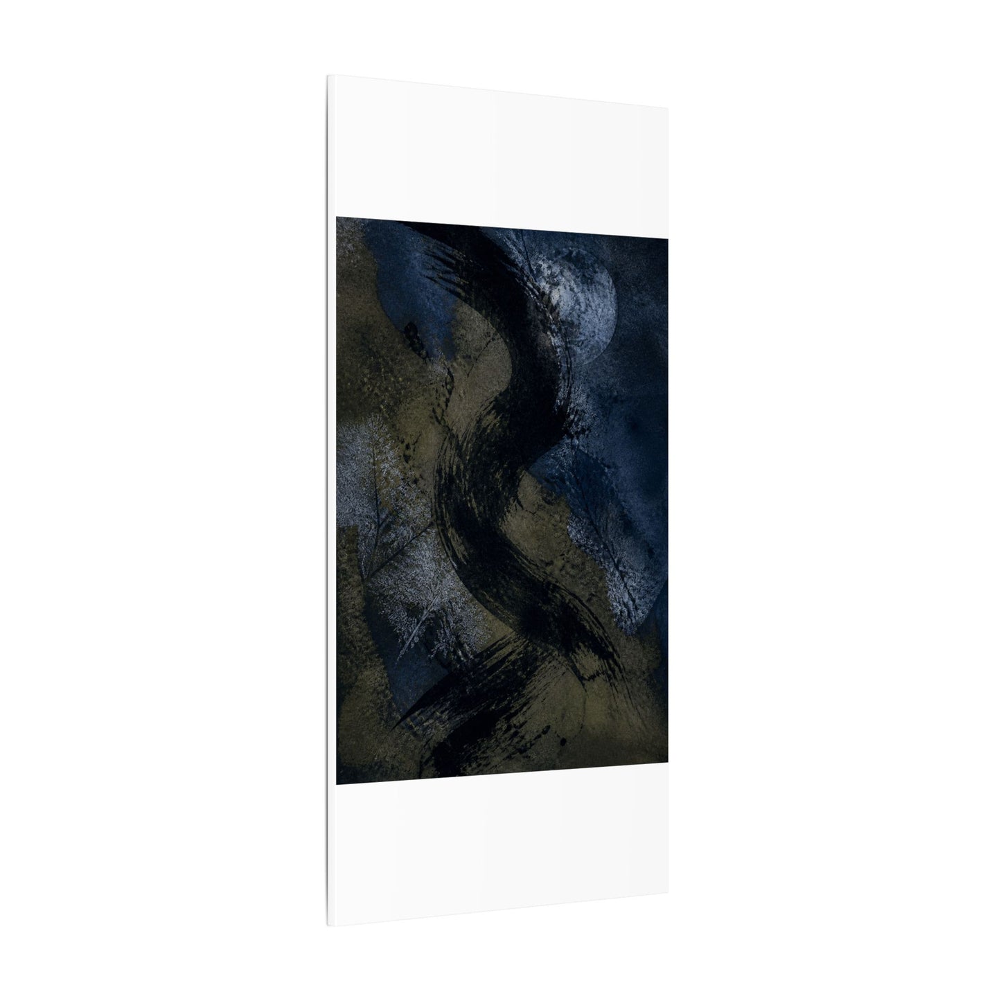 Shibui Ink Brushstroke Canvas Art - Dark Japandi Dark Texture