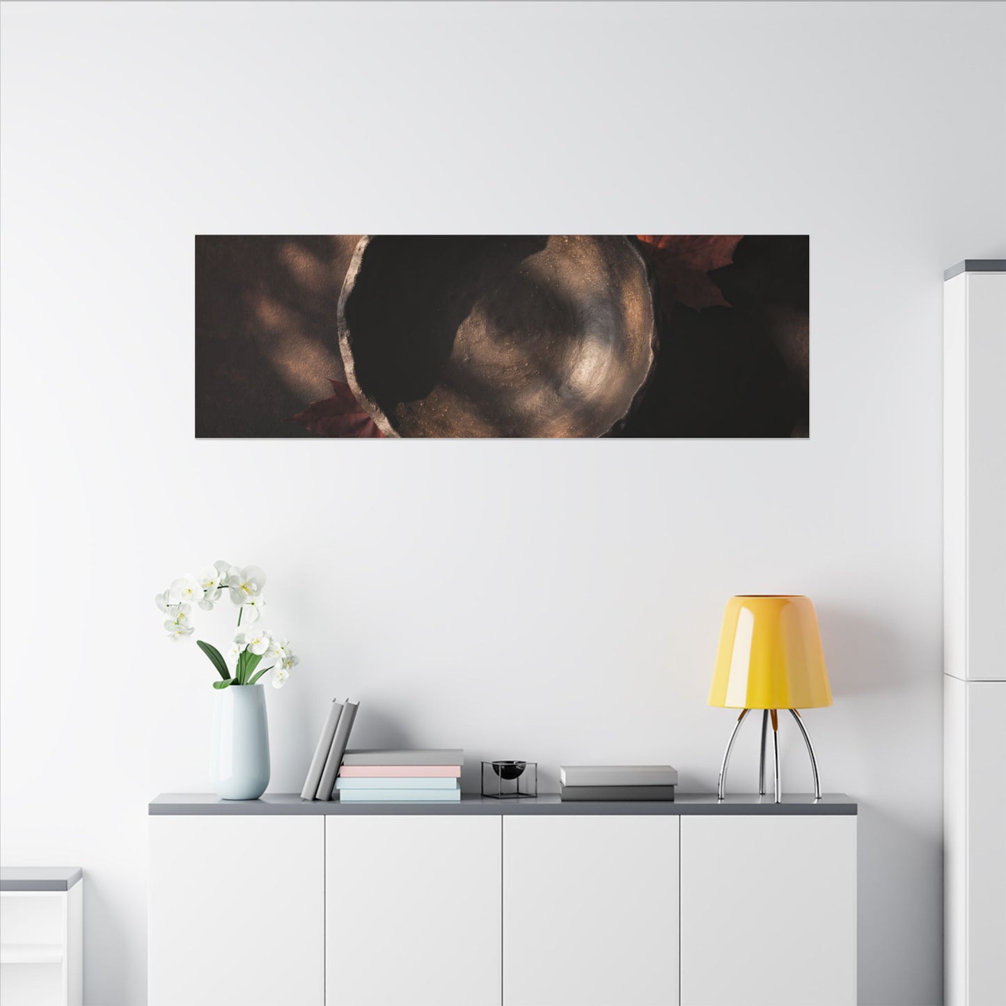 Ceramic Bowl Canvas Art | Autumn Dark Japandi Dark Texture Art