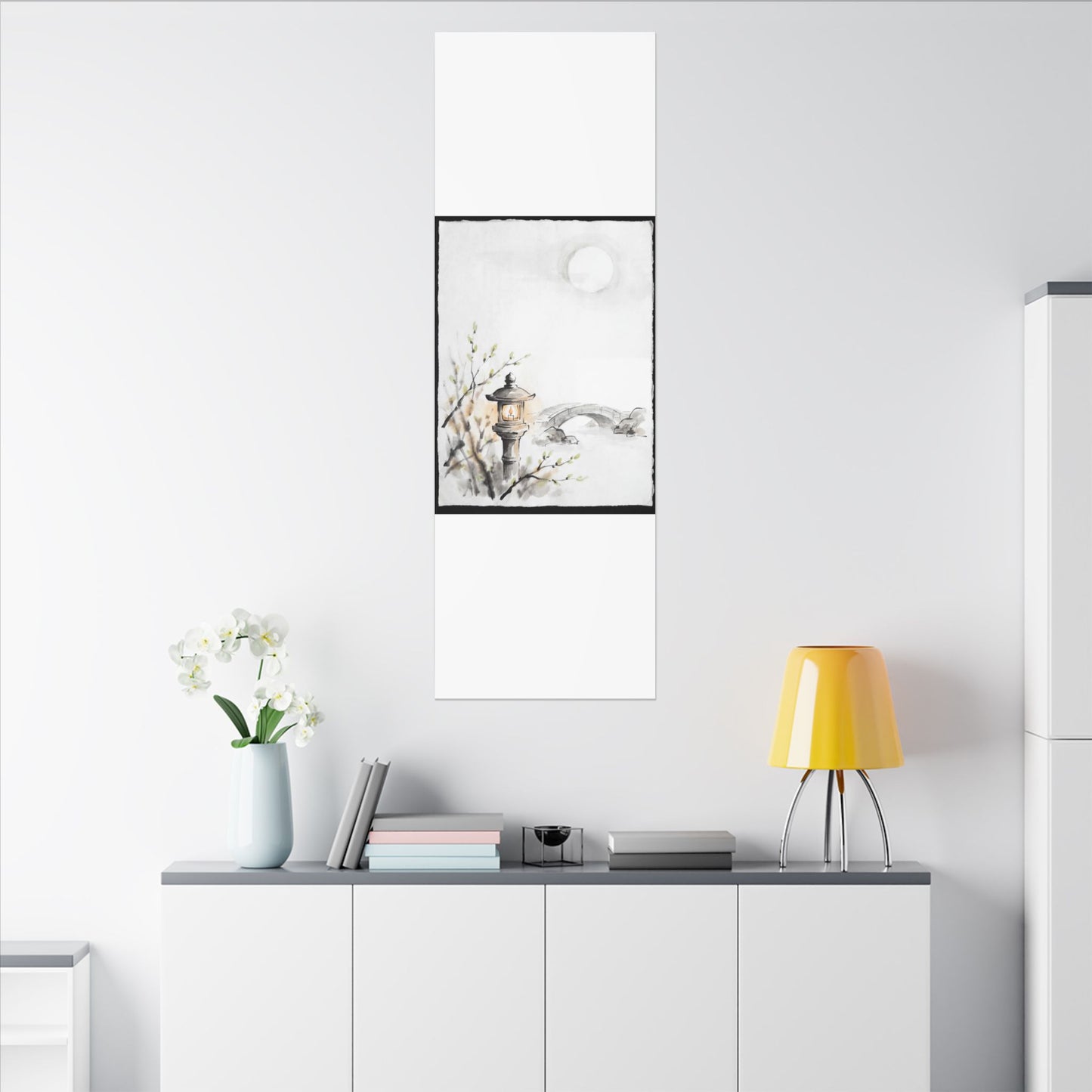 Moonlit Garden Spring Canvas Art | Zen Contemplative Design