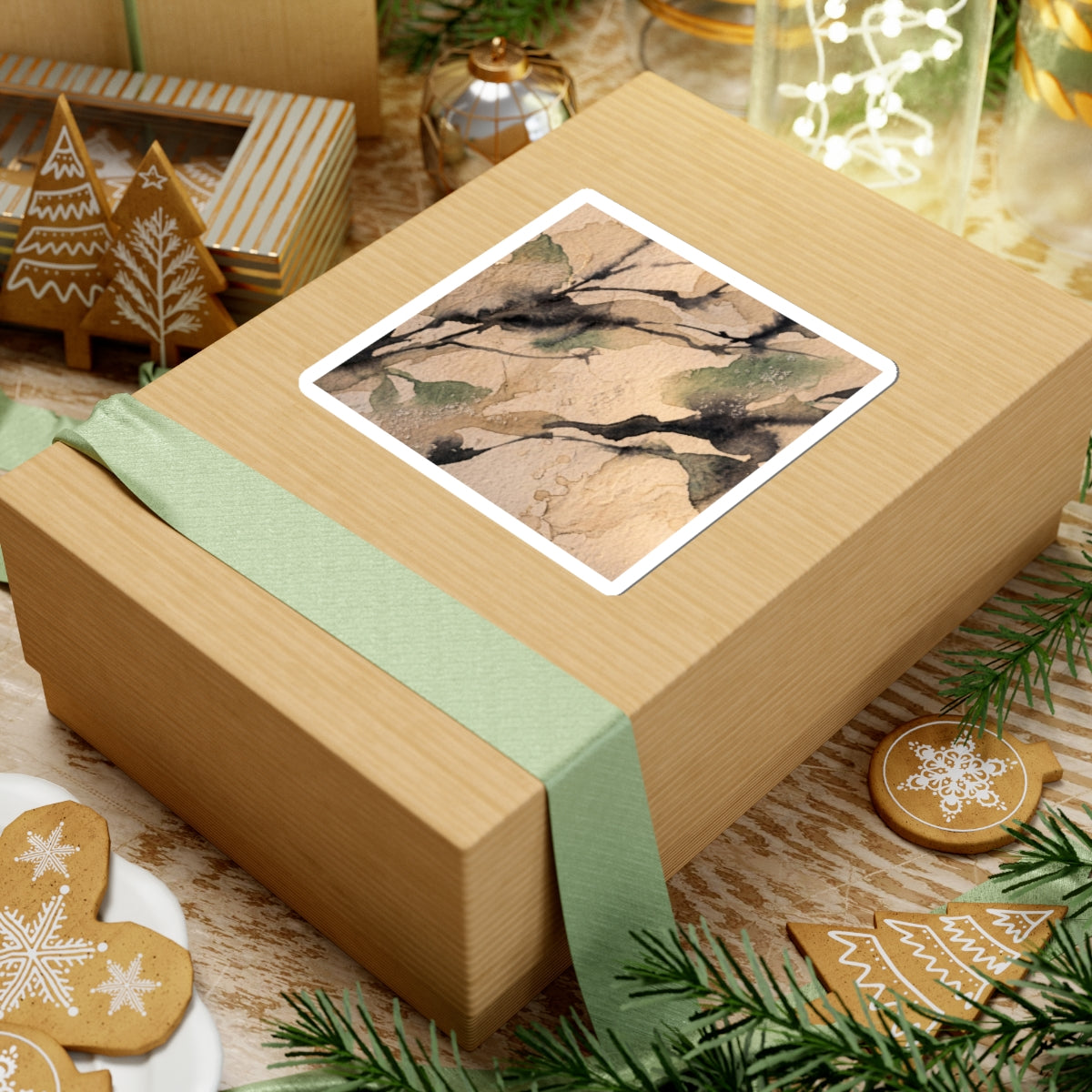 Shadow Play Winter Sticker | Japandi Warm Design Art Print