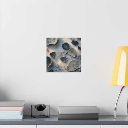 Broken Pottery Canvas Art | Winter Kintsugi Gold Vein Art