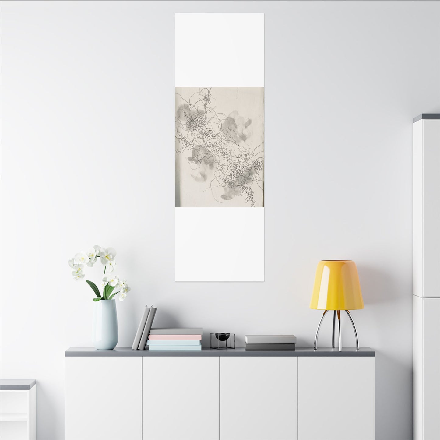 Summer Shadow Play Minimal Line Canvas Art | Earthy Decor