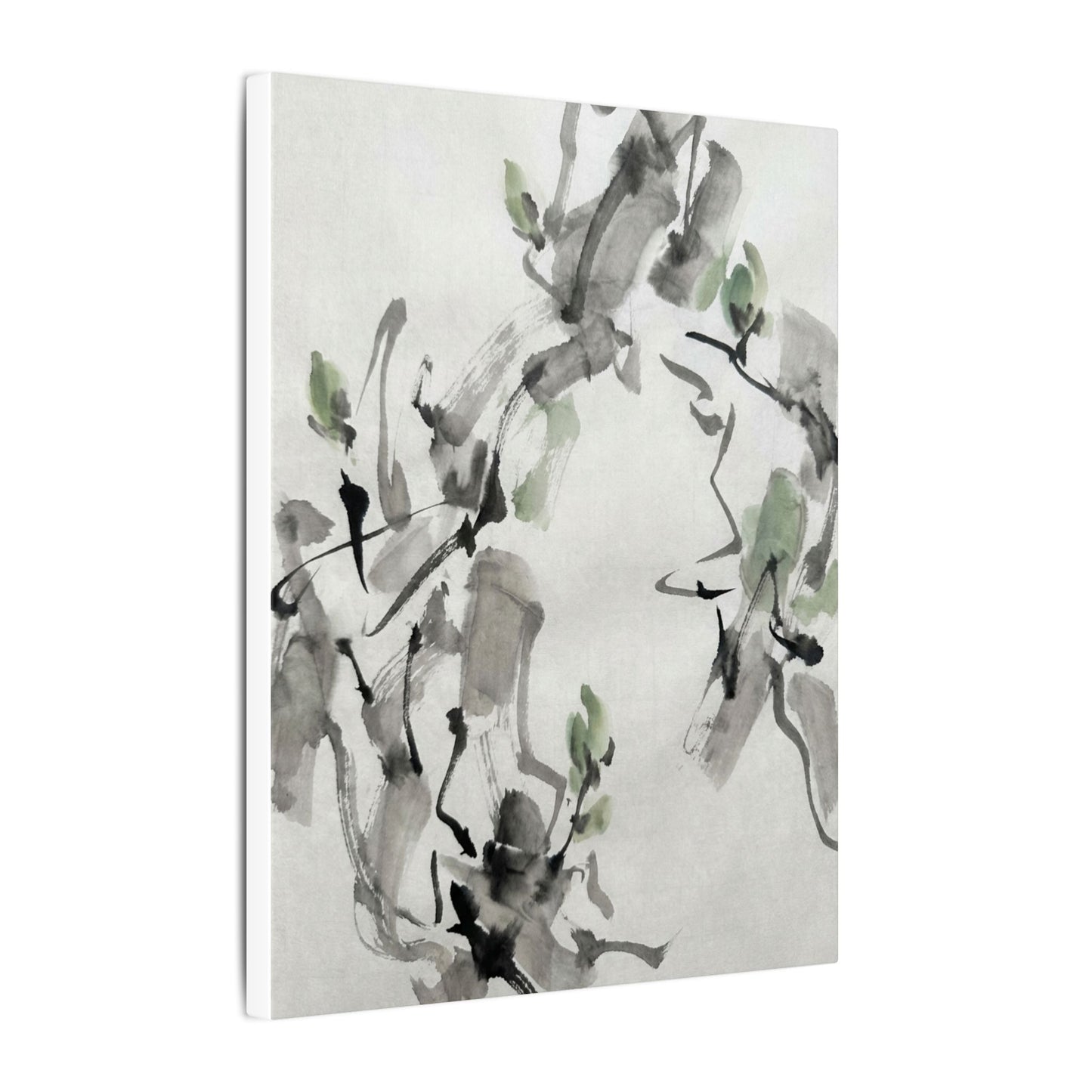 Zen Ink Brushstroke in Overcast | Sumi E Canvas Art
