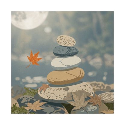 Earthy River Stones Wall Art Print - Japanese Pattern Japandi