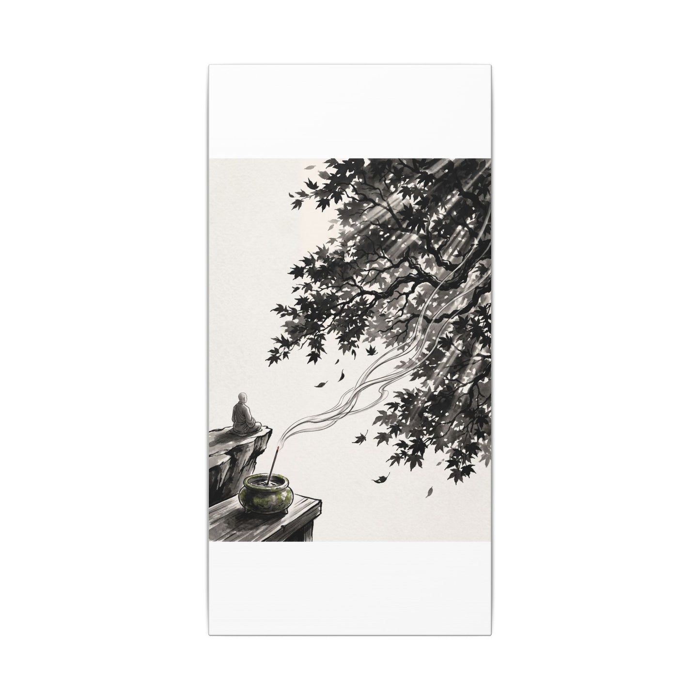 Serene Incense Smoke Canvas Art - Ukiyo E Inspired Zen
