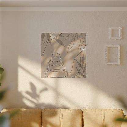 River Stones Minimal Line Canvas Art | Earthy Japandi Art