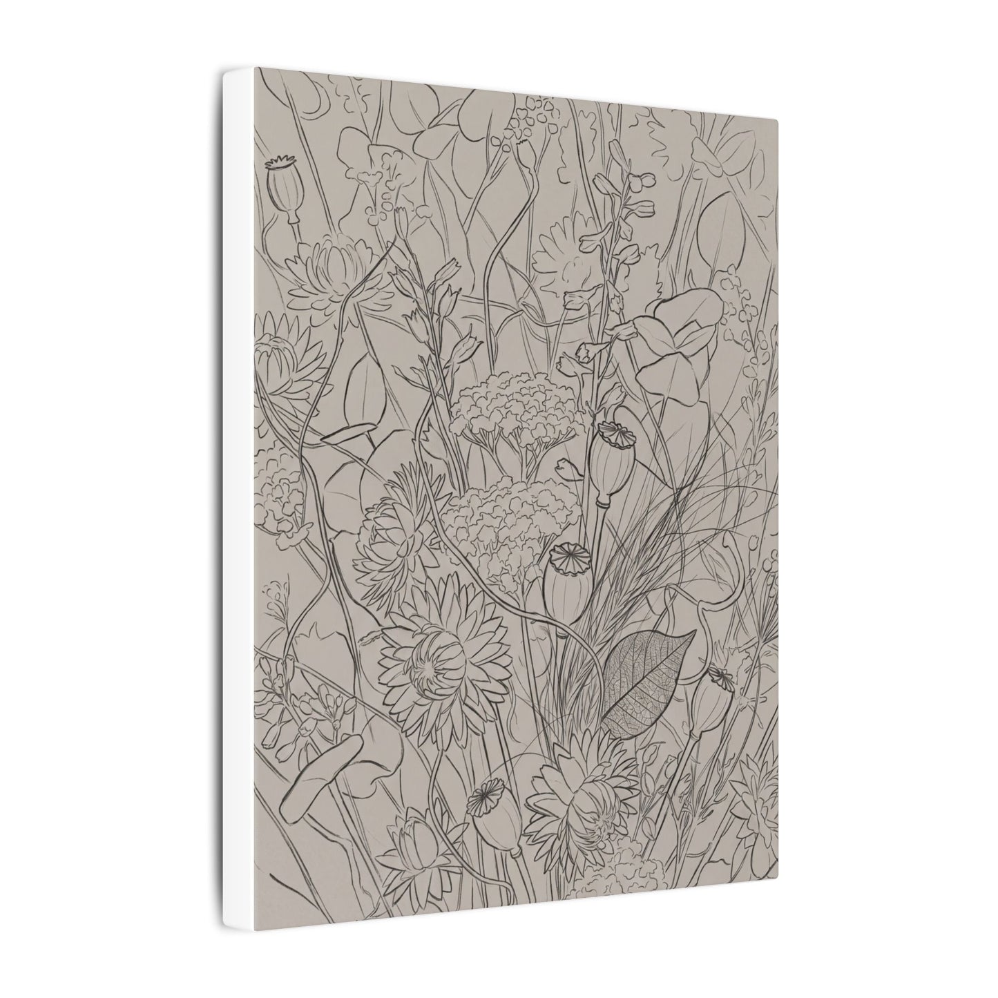 Summer Dried Flowers Minimal Line Canvas Art | Elegant Decor