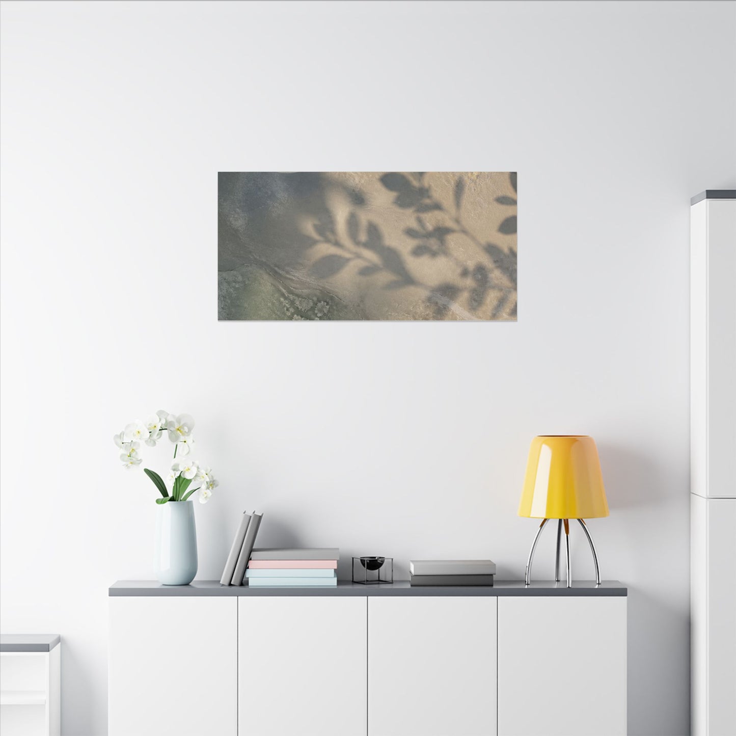 Japandi Shadow Play in Moonlight | Texture Canvas Art
