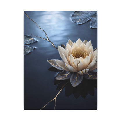 Beautiful Lotus Flower Canvas Art - Gold Vein Kintsugi