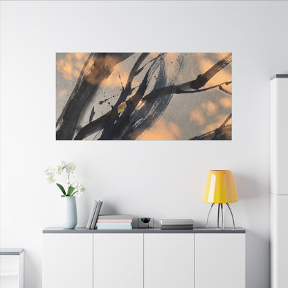 Datsuzoku Ink Brushstroke Canvas Art - Dark Japandi Shadow Zen