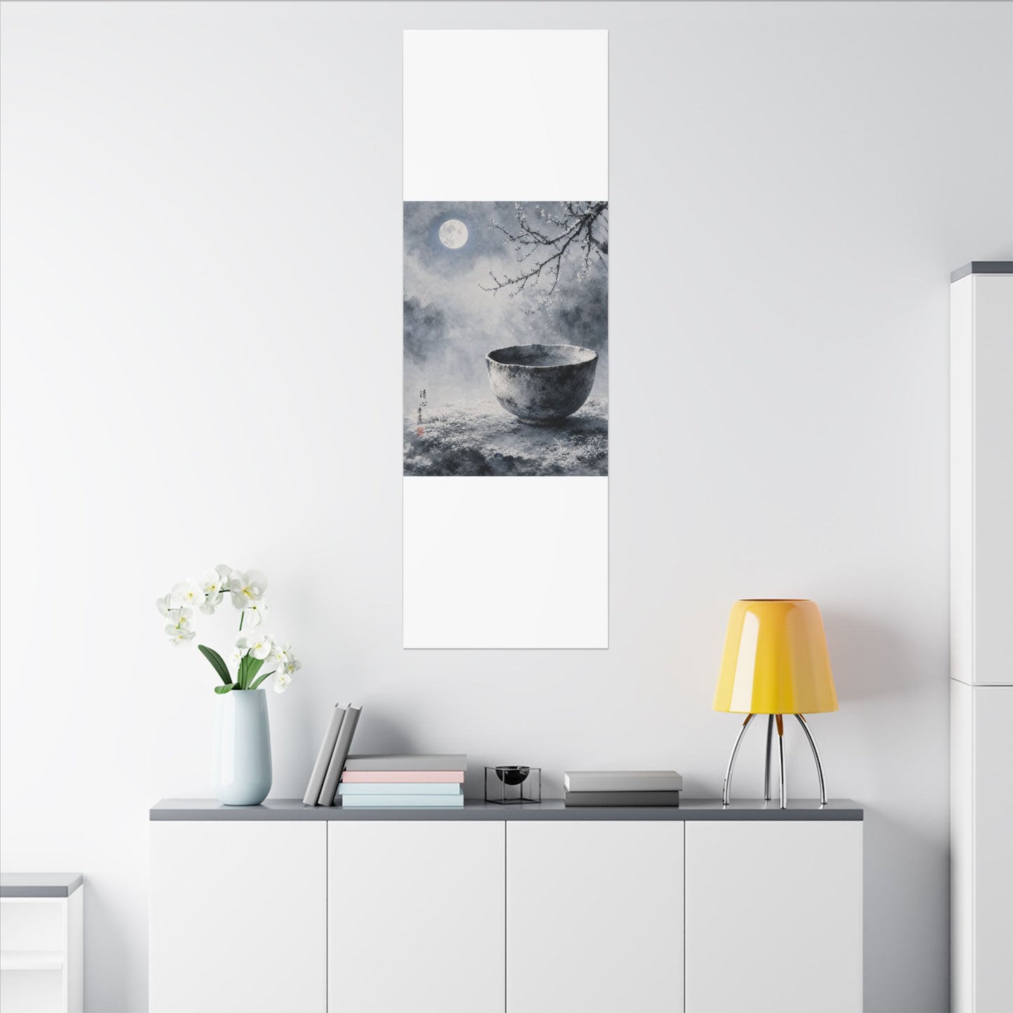Seijaku Ceramic Bowl Canvas Art - Zen Sumi E