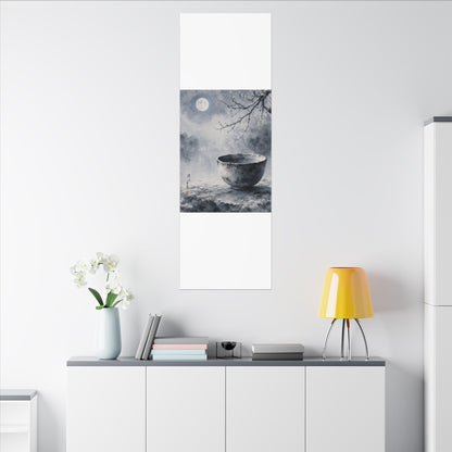 Seijaku Ceramic Bowl Canvas Art - Zen Sumi E