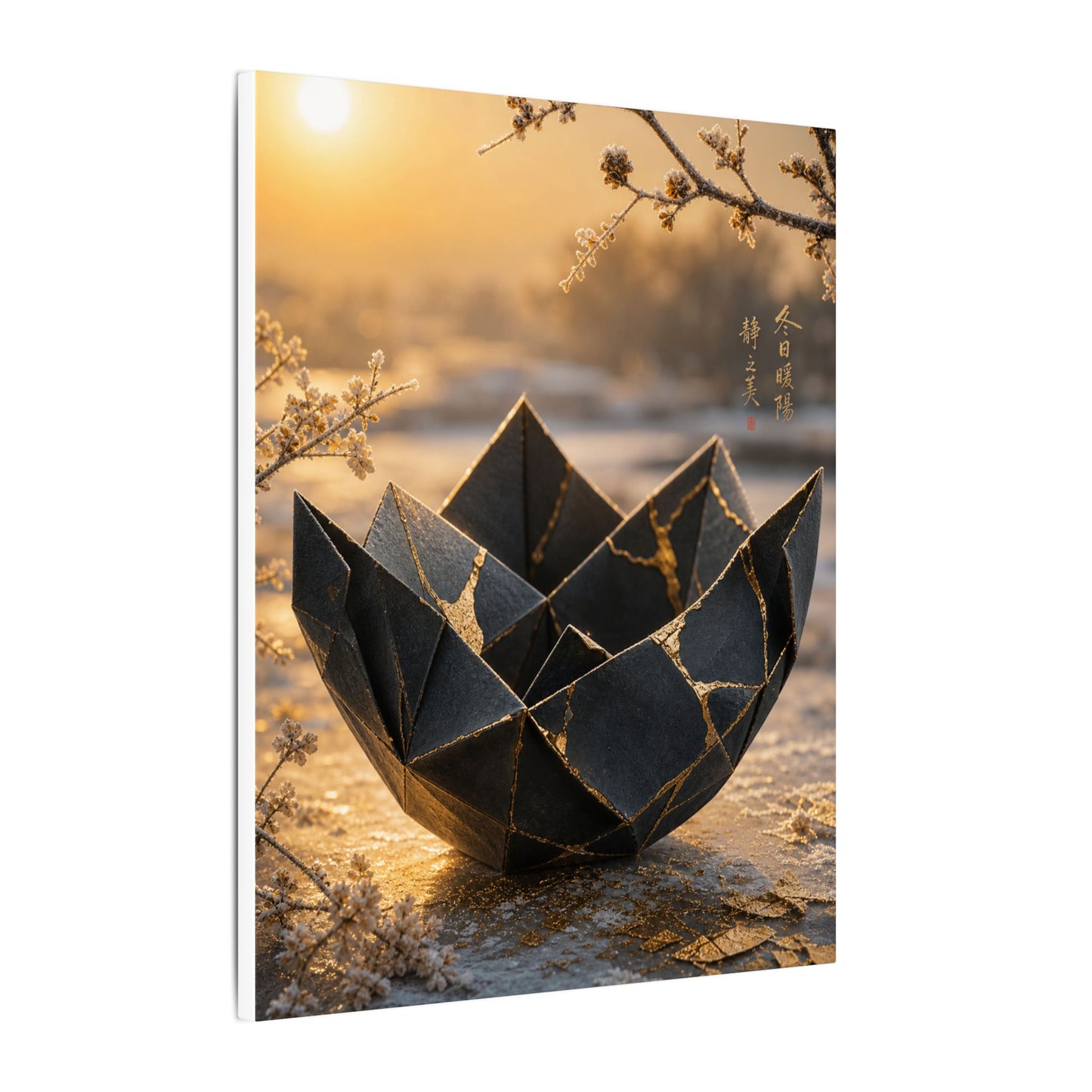 Kintsugi Paper Fold in Golden Hour | Gold Repair Canvas Art