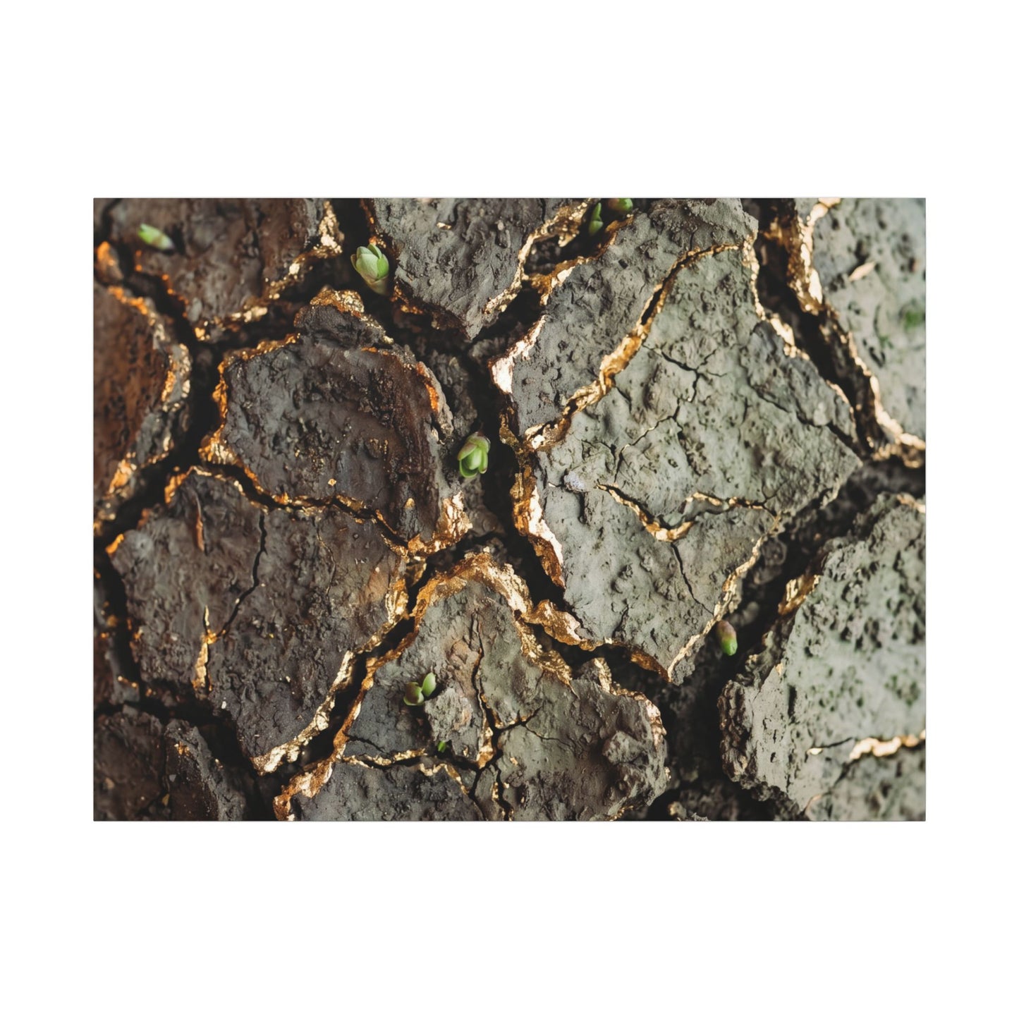 Earthy Cracked Earth Canvas Art - Japanese Pattern Japandi
