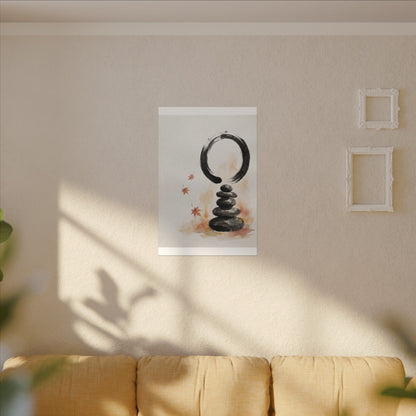 River Stones Canvas Art | Autumn Zen Enso Art