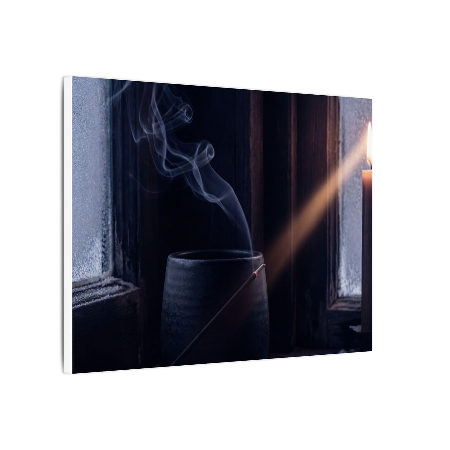 Incense Smoke Winter Canvas Art | Dark Japandi Sophisticated Design