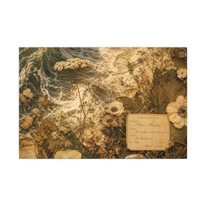 Spring Ocean Wave Herbarium Canvas Art | Nostalgic Decor