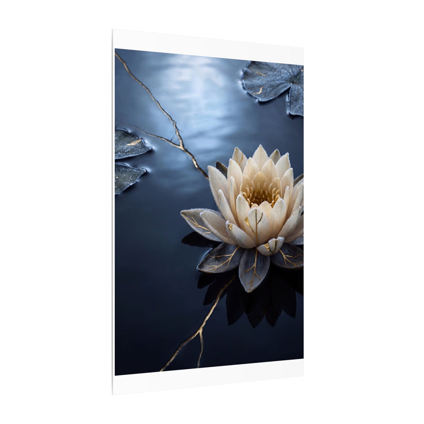 Beautiful Lotus Flower Canvas Art - Gold Vein Kintsugi