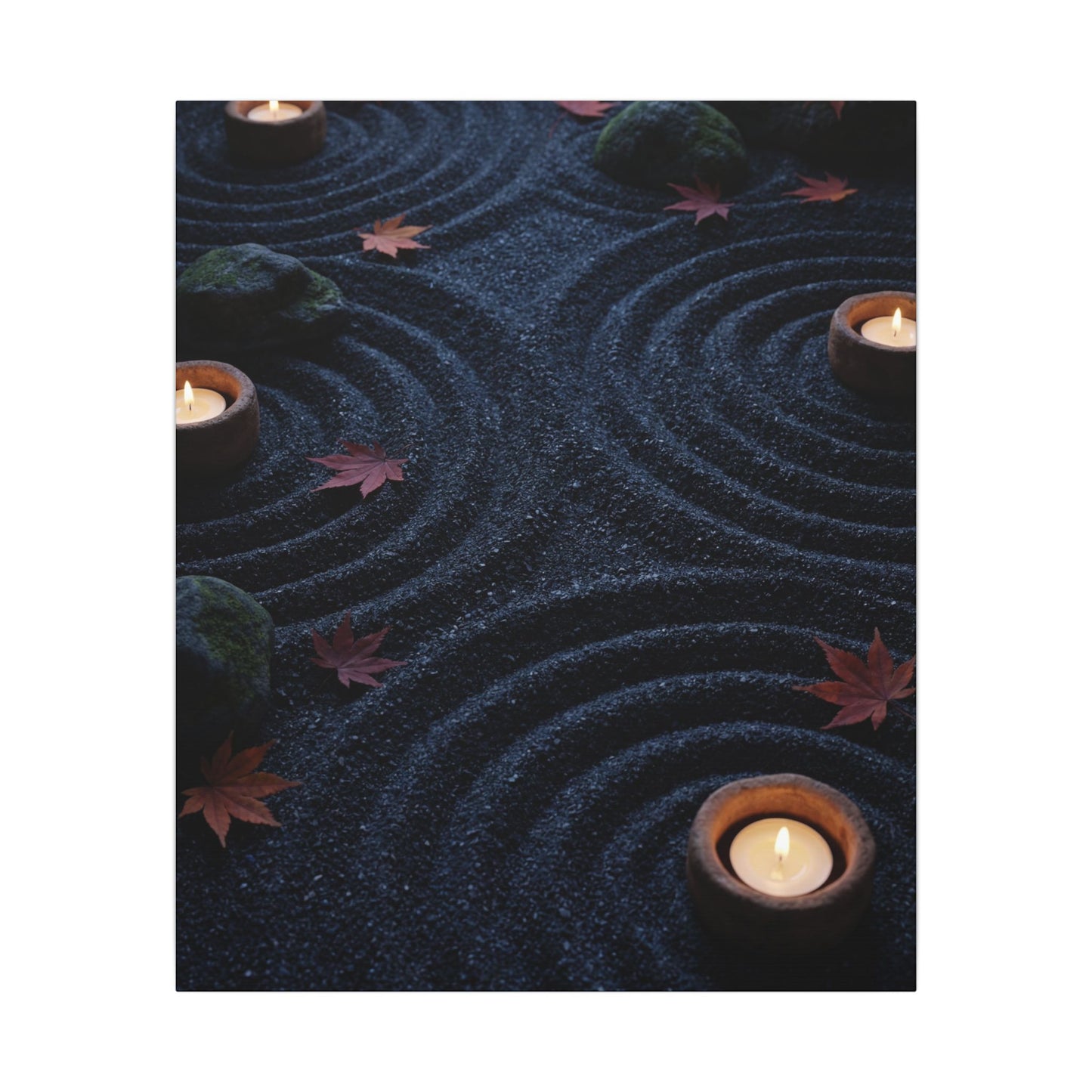 Seijaku Rock Garden Canvas Art - Dark Japandi Dark Texture