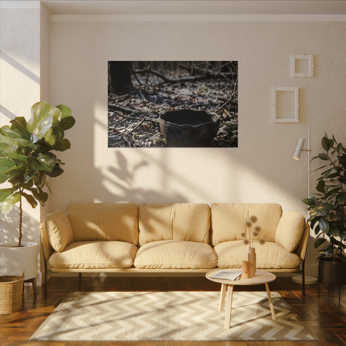 Dappled Ceramic Bowl Canvas Art - Dark Japandi Kanso