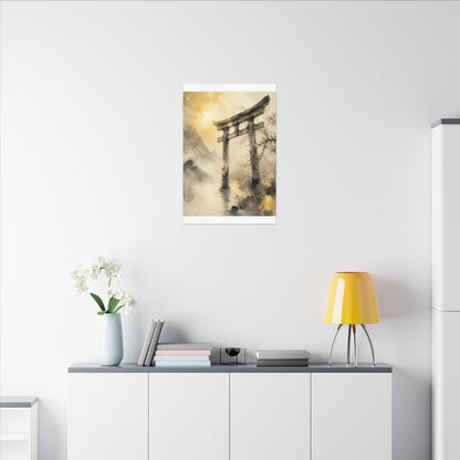 Spring Torii Gate Sumi E Canvas Art | Tranquil Decor