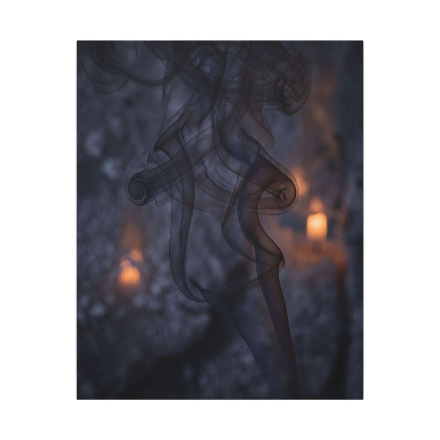 Incense Smoke Winter Canvas Art | Dark Japandi Sophisticated Design