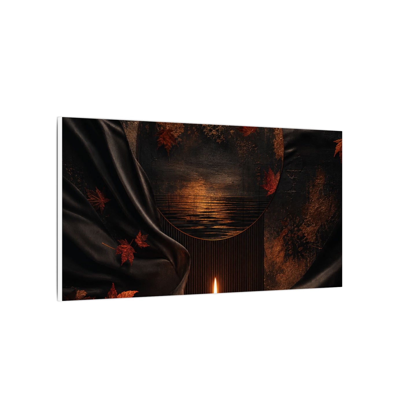 Silk Drape Autumn Canvas Art | Dark Japandi Moody Design