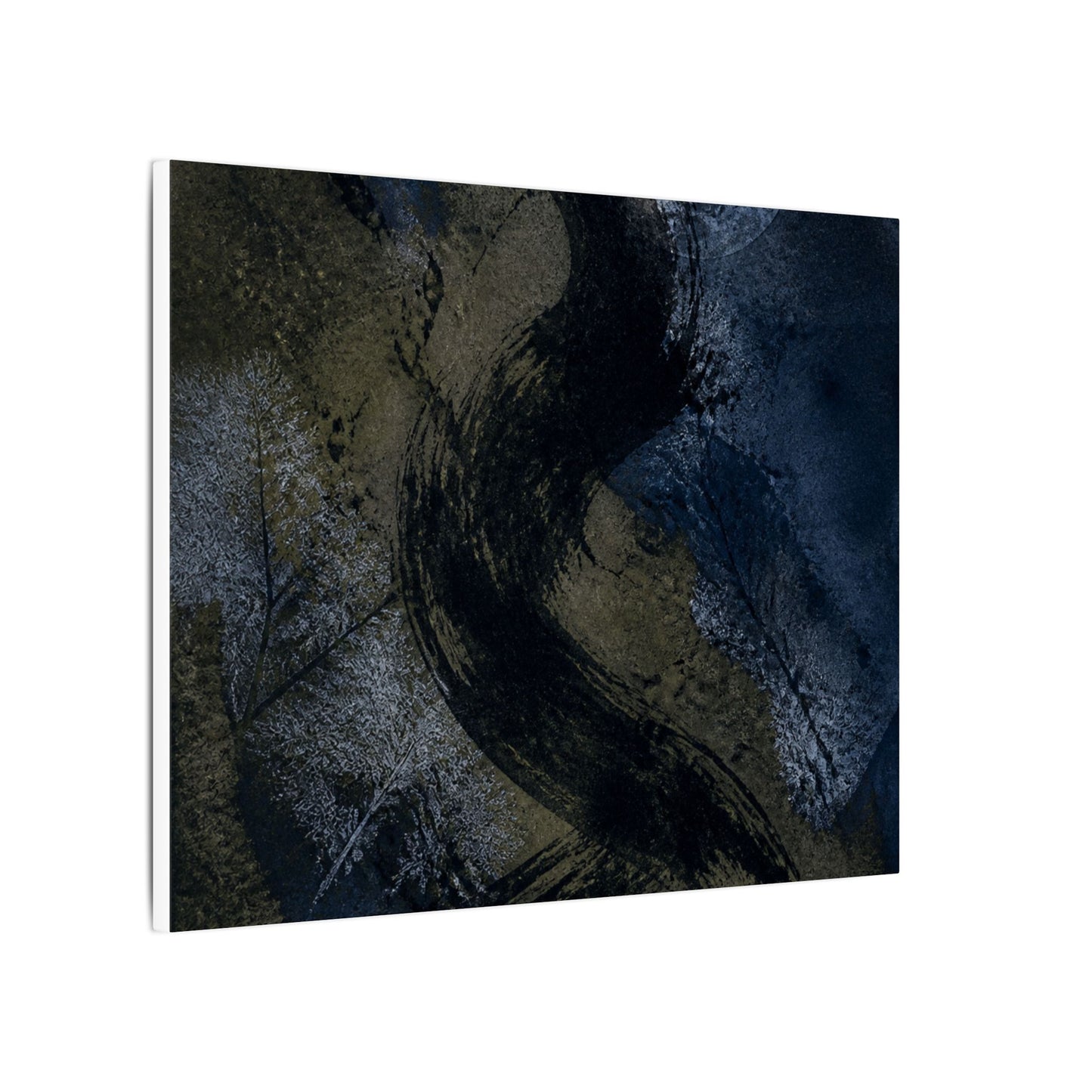 Shibui Ink Brushstroke Canvas Art - Dark Japandi Dark Texture