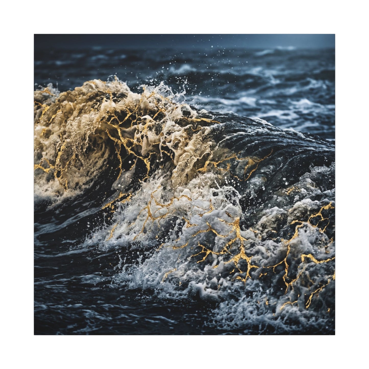 Ocean Wave Winter Canvas Art | Kintsugi Artful Design