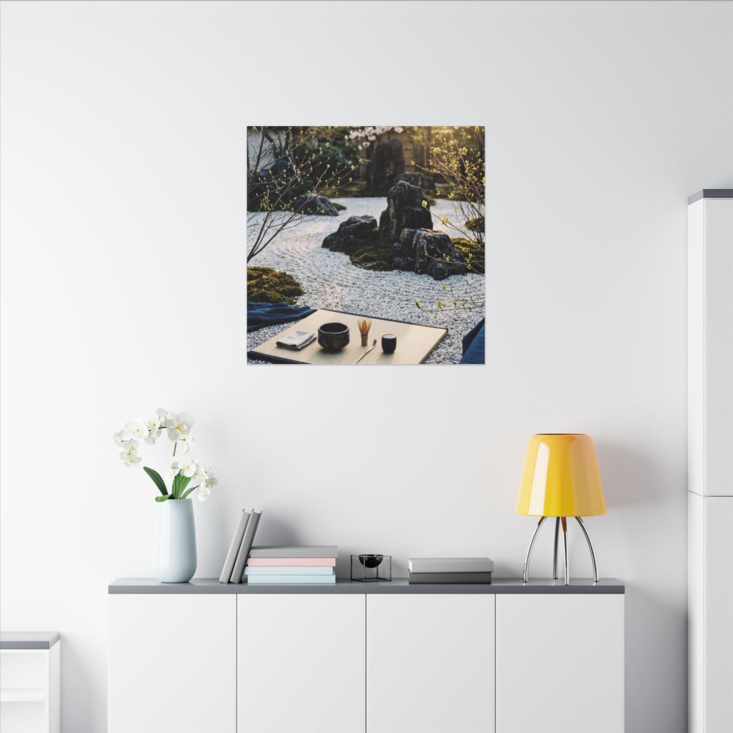 Zen Tea Ceremony in Golden Hour | Karesansui Canvas Art
