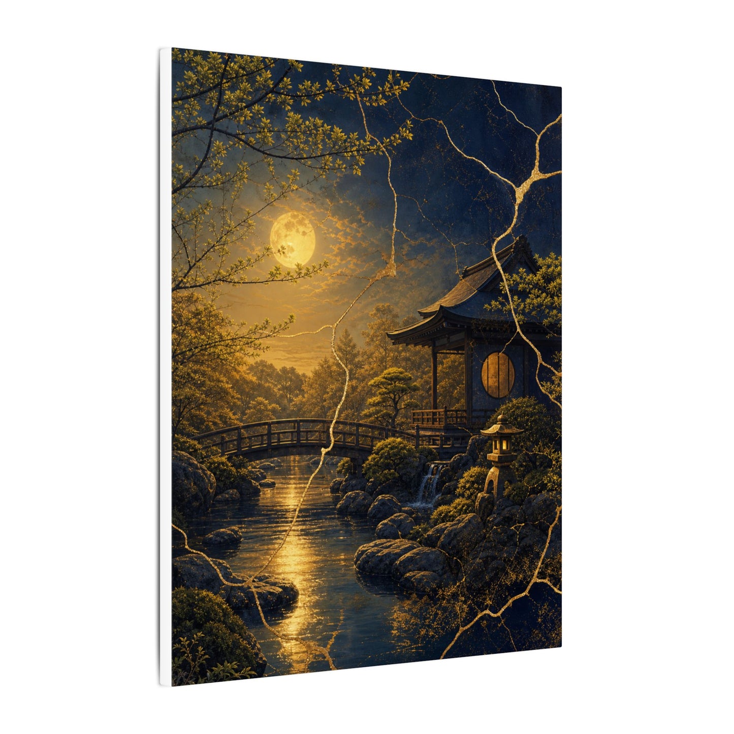 Spring Moonlit Garden Gold Vein Canvas Art | Resilient Decor
