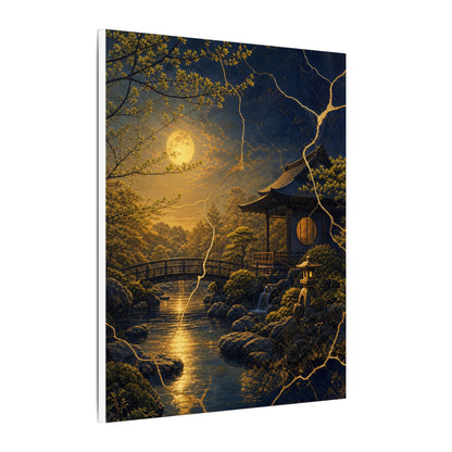 Spring Moonlit Garden Gold Vein Canvas Art | Resilient Decor