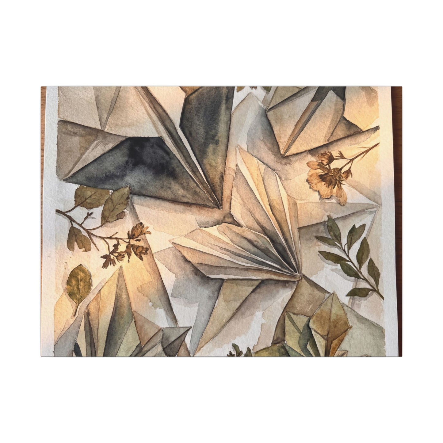 Golden Hour Paper Fold Canvas Art - Japandi Seijaku Art Print