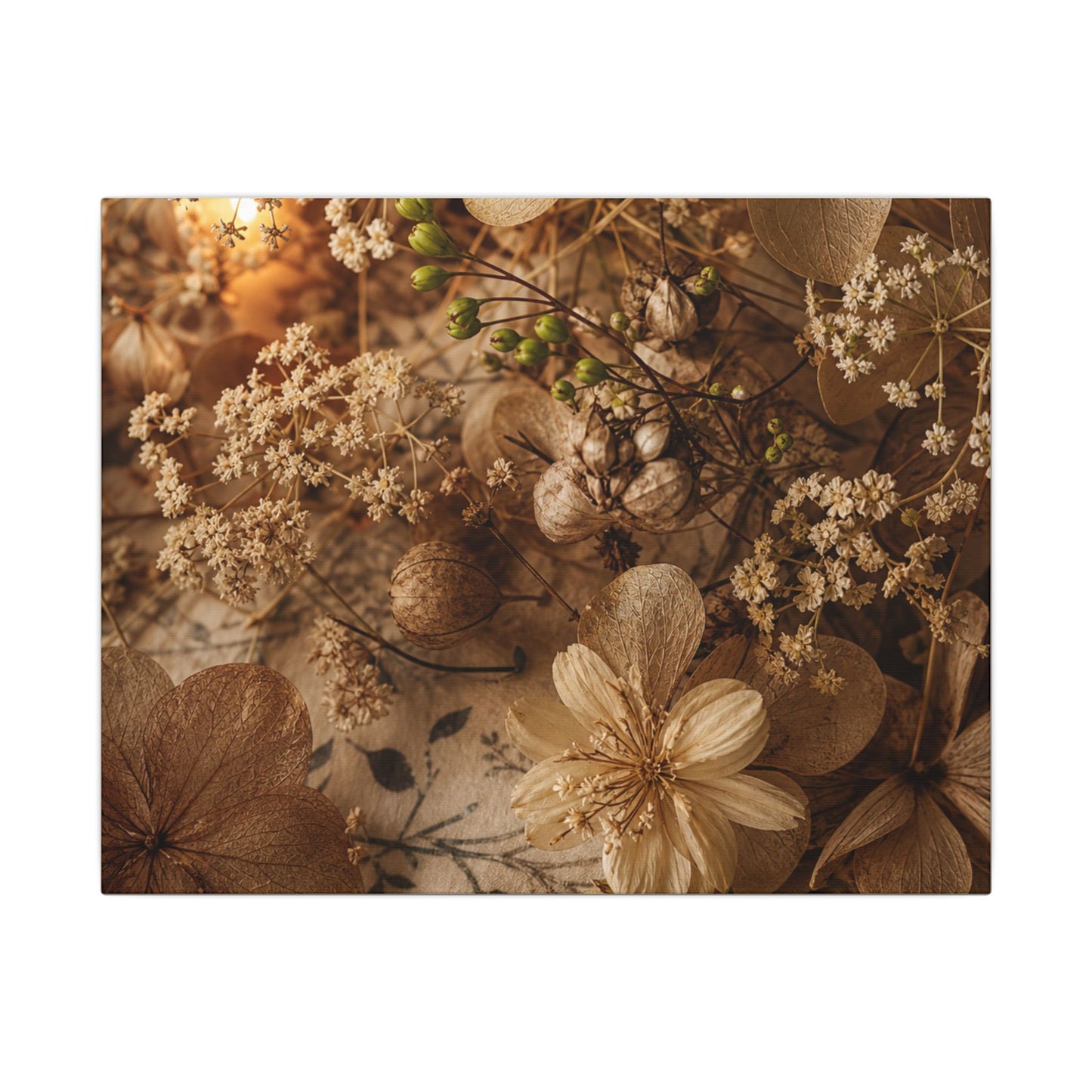 Spring Dried Flowers Japanese Pattern Canvas Art | Earthy Decor