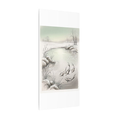 Koi Pond Minimal Line Canvas Art | Cozy Japandi Art