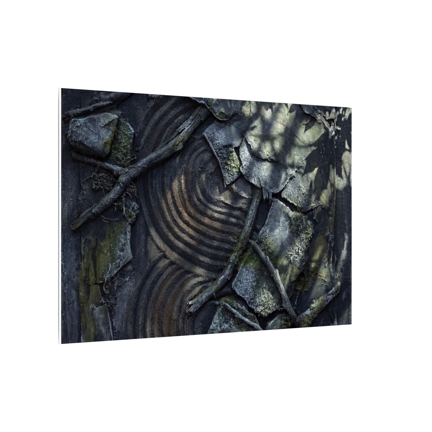 Rock Garden Canvas Art | Winter Dark Japandi Dark Texture Art