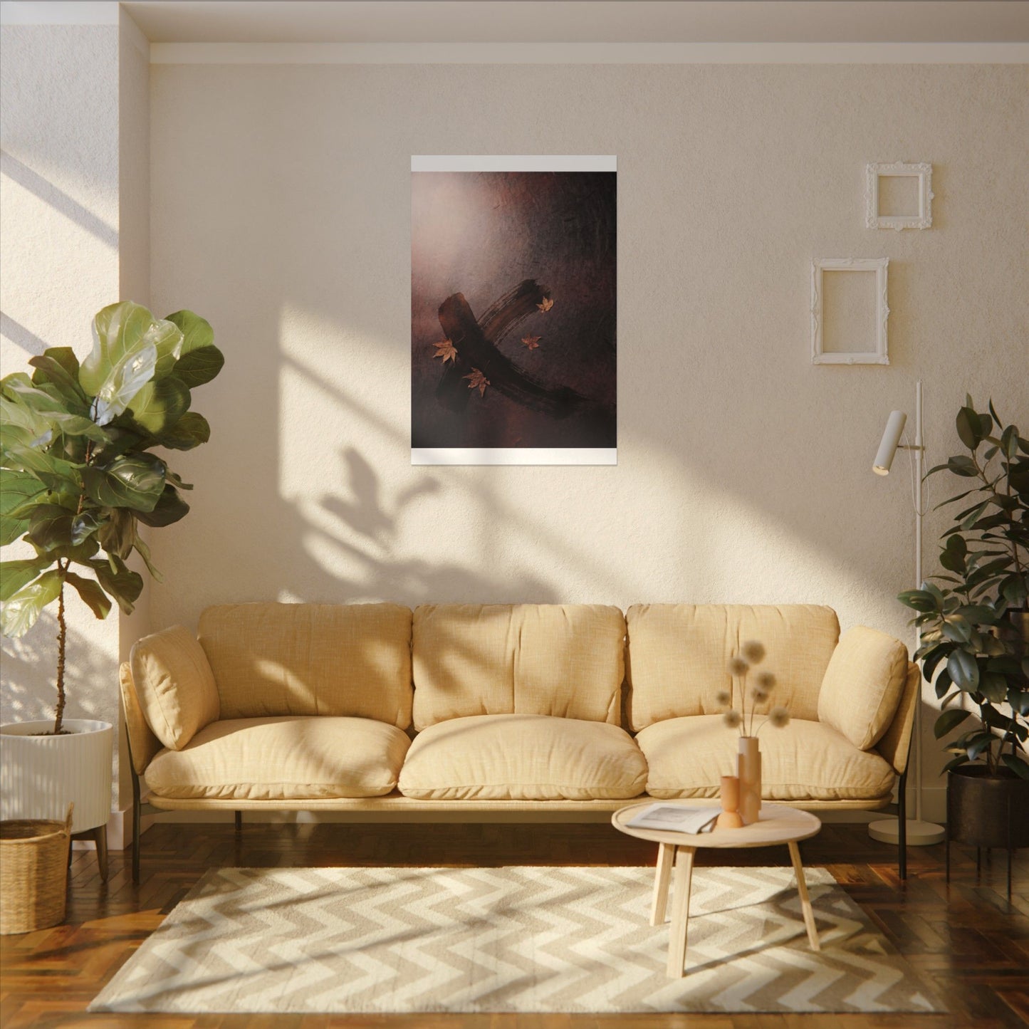Moody Ink Brushstroke Canvas Art - Moody Minimal Dark Japandi