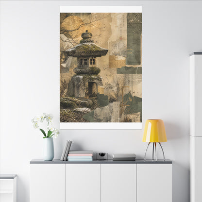 Elegant Stone Lantern Canvas Art - Texture Japandi