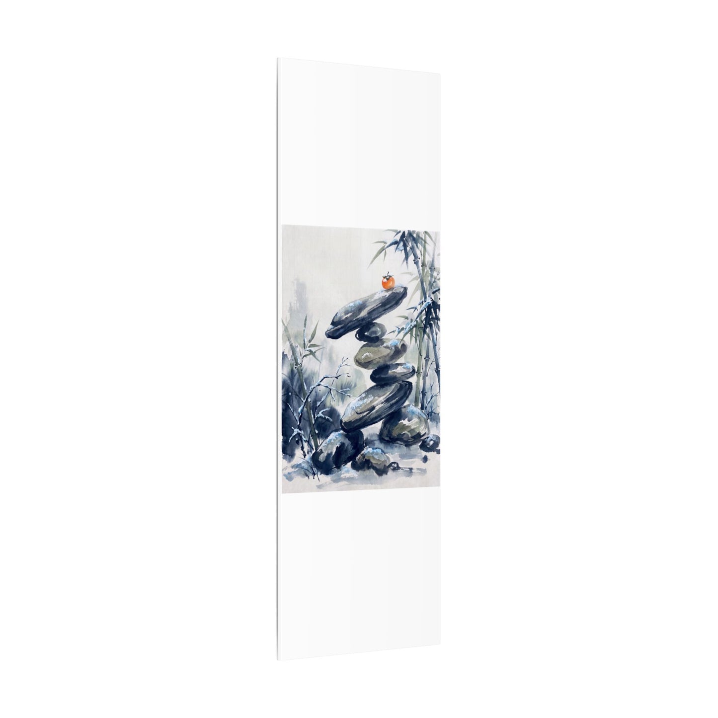 Zen River Stones in Moonlight | Sumi E Canvas Art