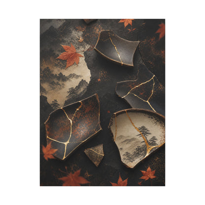 Broken Pottery Gold Vein Canvas Art | Philosophical Kintsugi Art
