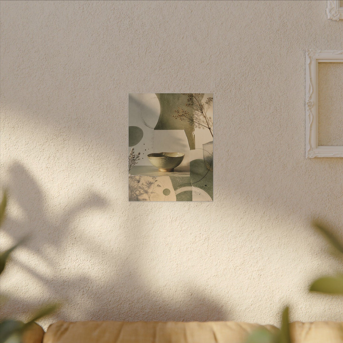 Warm Ceramic Bowl Canvas Art - Minimal Line Japandi