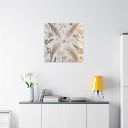 Elegant Dried Flowers Canvas Art - Japanese Pattern Japandi