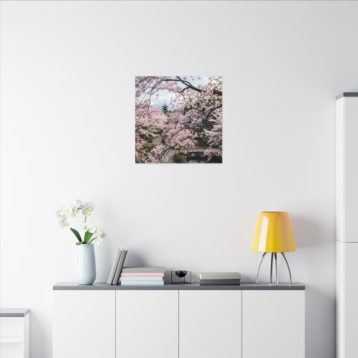 Fukinsei Cherry Blossom Canvas Art - Dark Japandi Moody Minimal