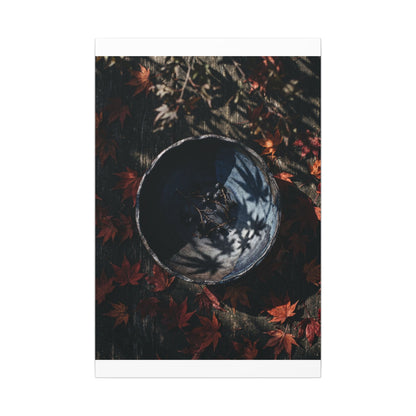 Autumn Ceramic Bowl Shadow Zen Canvas Art | Bold Decor
