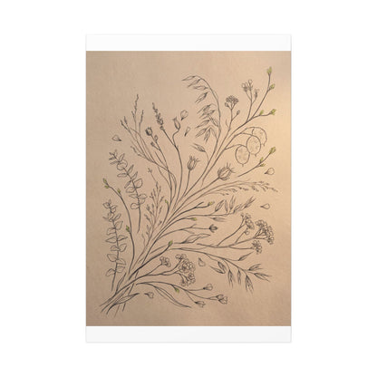 Dried Flowers Canvas Art | Spring Japandi Minimal Line Art